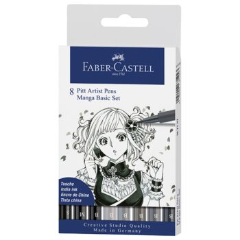 ENSEMBLE PITT ARTIST PEN MANGA POCHETTE DE 8 PIECES "FABER CASTELL" REF: 167107